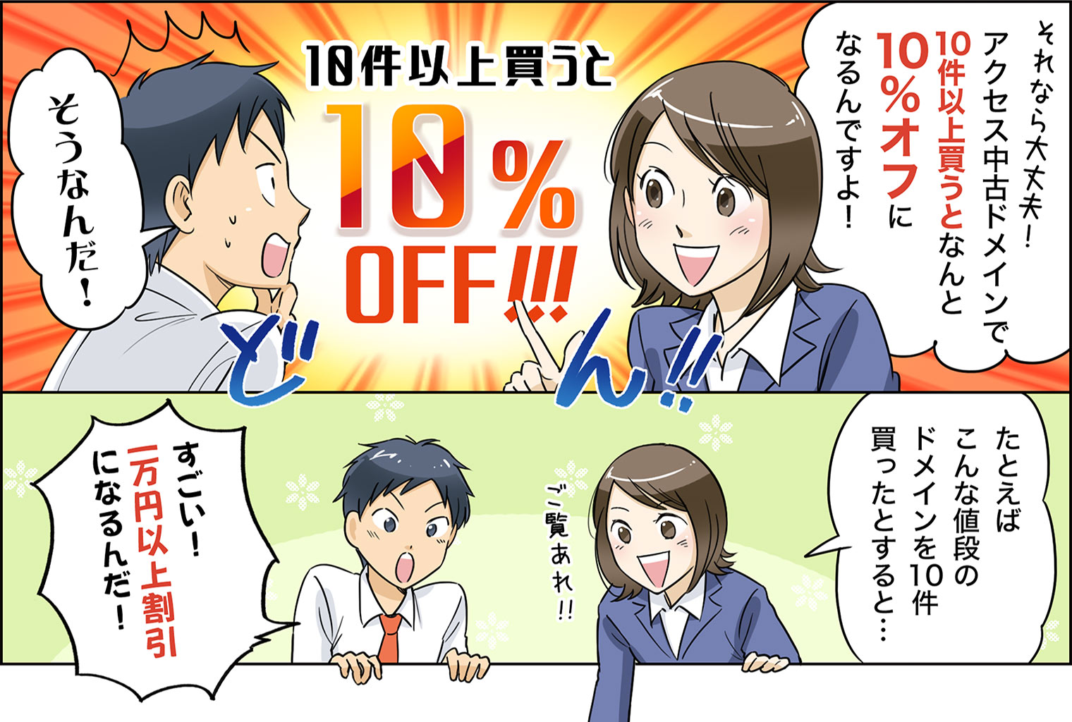 それなら大丈夫！アクセス中古ドメインで10件以上買うとなんと10%OFFになるんですよ！